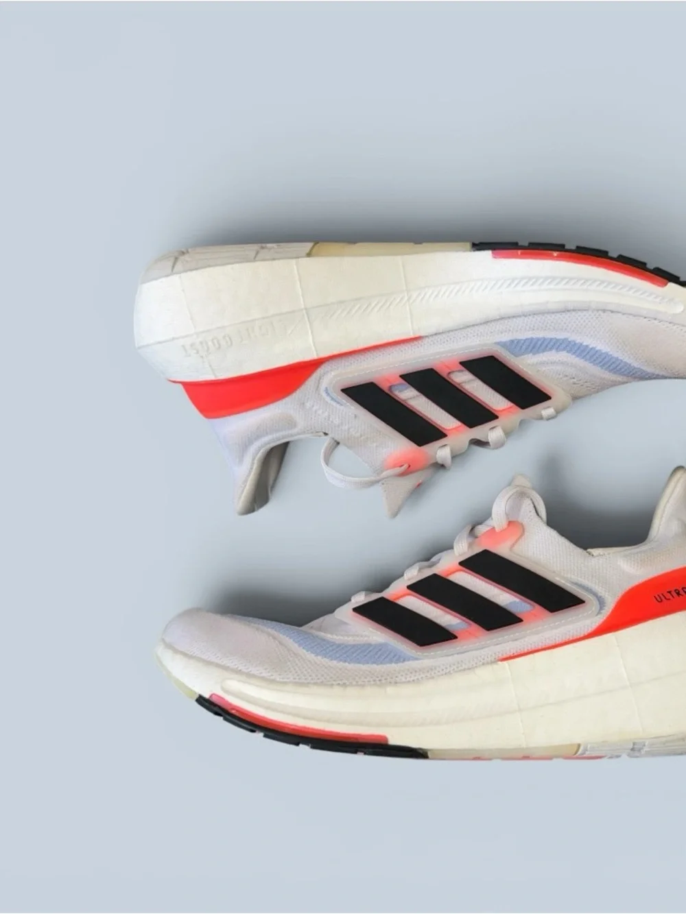 Adidas Ultraboost Running Sneakers - White with Coral & Black Accents Sz 8.5